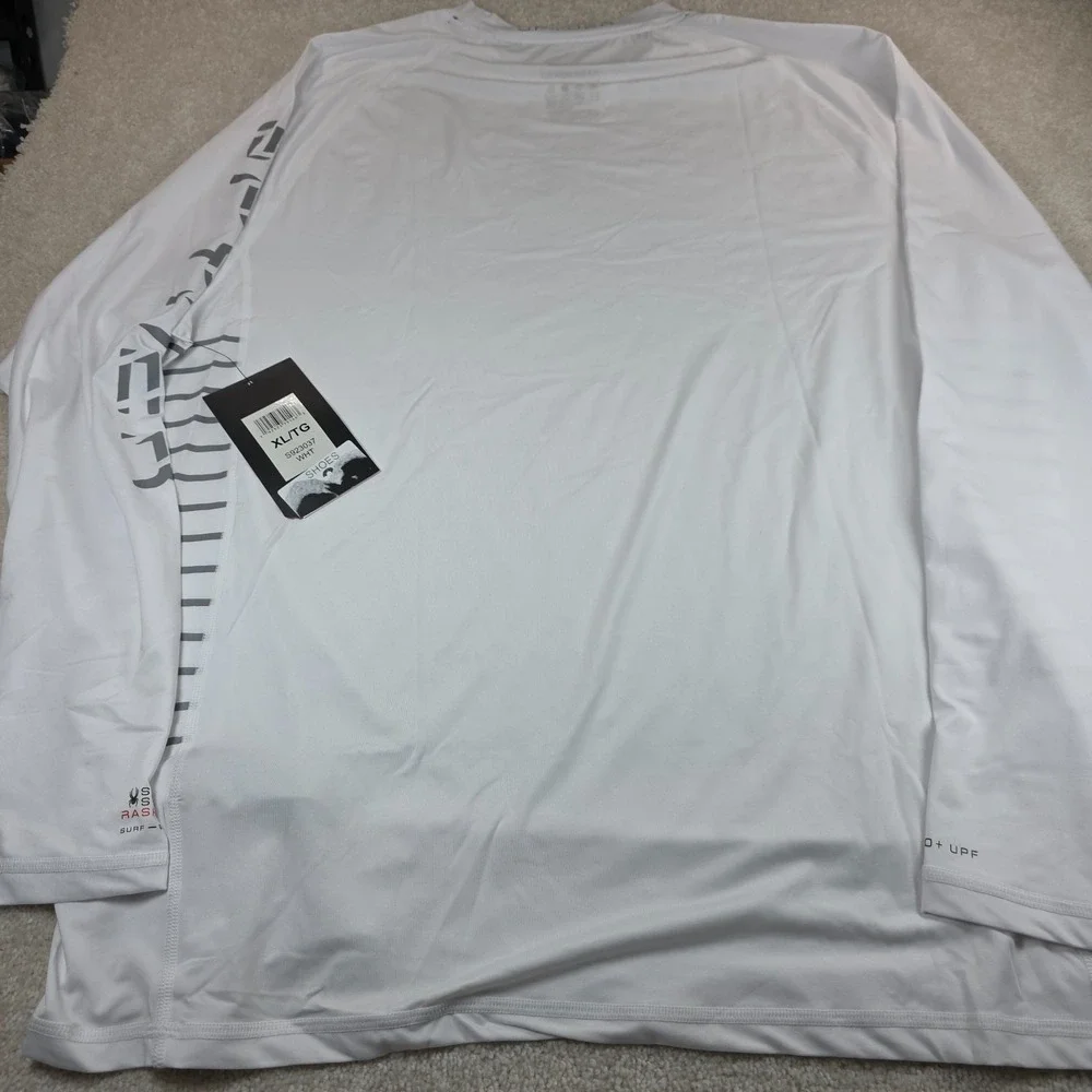 Spyder Swim Rash Guard T-Shirt Mens XL White UPF 30+ Surf Sun Long Sleeve NWT
